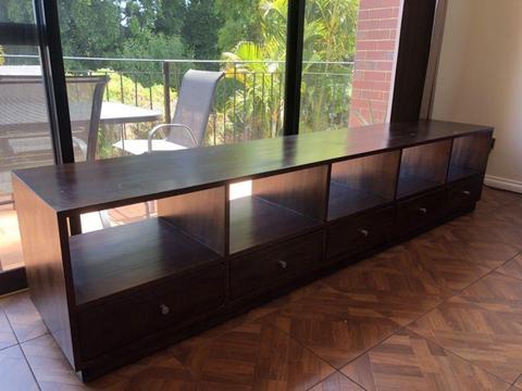 Wooden tv cabinet with 5 draws