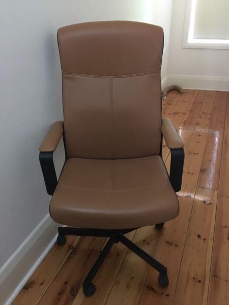 Ikea brown leather office chair