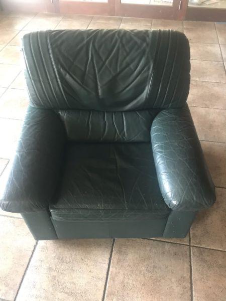 Green leather lounge set