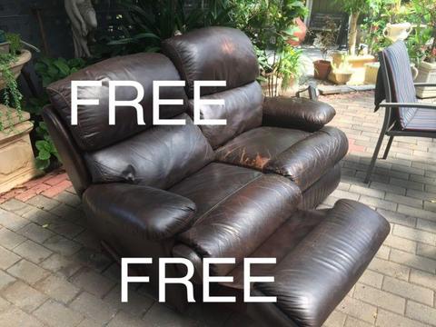 Recliner 2 seater Genuine Leather. Collect Woodcroft LOOP