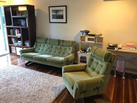 Vintage 70s 3 seater and single couch