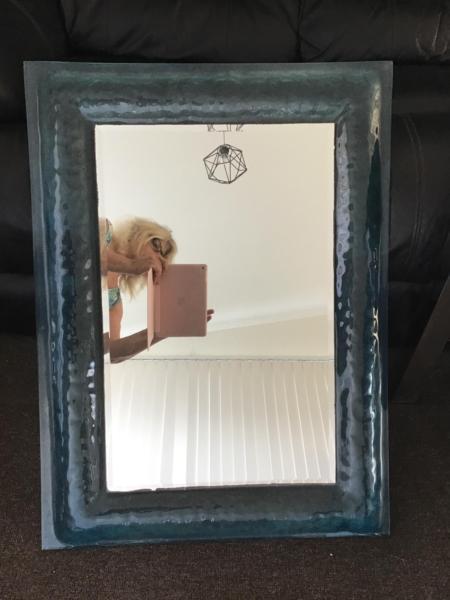 Mirror with Teal glass frame