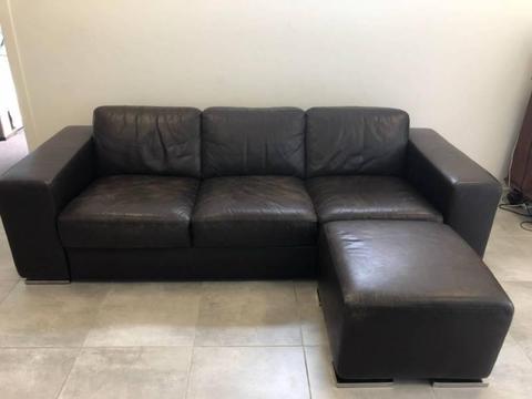 Leather 3 seater lounge