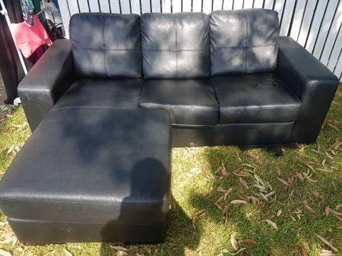 Black bonded LEATHER Couch