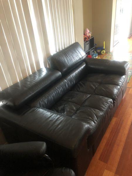 Genuine black leather couches