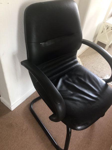 Black leather look office chair