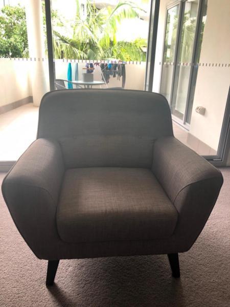 Two One Seater Accent Chairs Grey- Perfect Condition