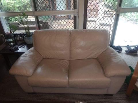 Cream leather lounge for sale