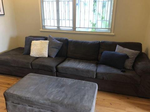 Chocolate brown large couch for sale with chaise