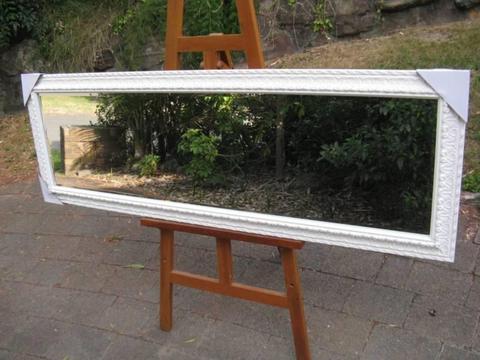 Compact Full Length Dressing Mirror Ornate White Frame 150x50cm
