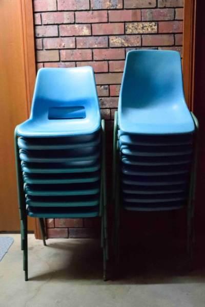 plastic chairs, stackable & 2 x swivel chairs