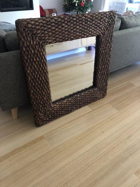 Large Rattan (Woven Cane) Mirror