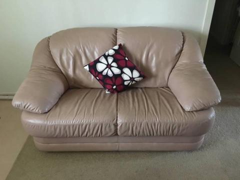 Leather 2 seater lounge and 2 recliners