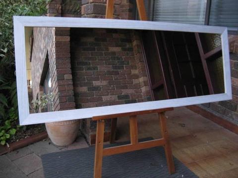 Full Length Mirror Byron Coastal White Wash Wood Frame 160x60cm