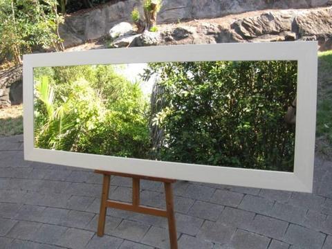 Large Full Length Mirror Blonde Raw Look Timber Frame 191x69cm
