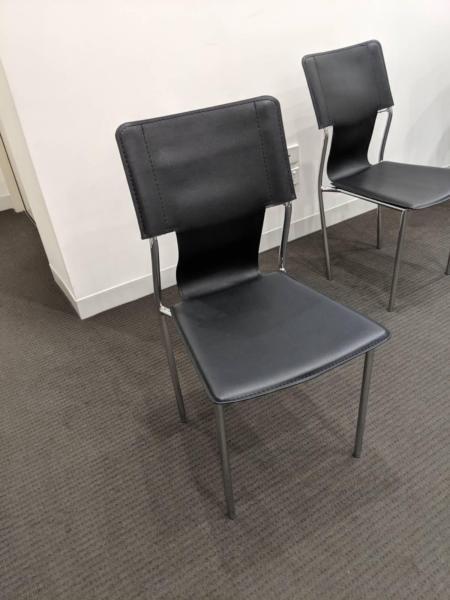 Office side chairs, chrome and vinyl imitation leather