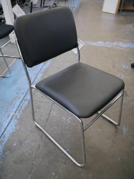 New Black Vinyl Evo Visitors Chairs Waiting Room Chrome Seat