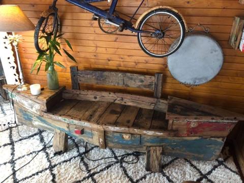 Balinese boat seat bench. 2 seater. Amazing piece of furniture