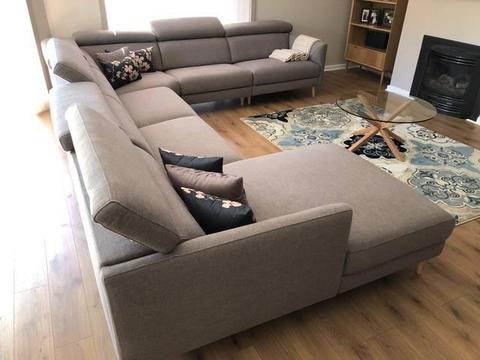 As New 10 Seater Nick Scali Nakeeta Lounge and Chaise