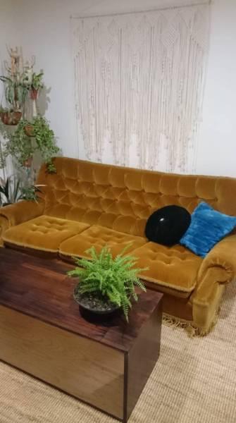 Vintage Gold Velvet Couch