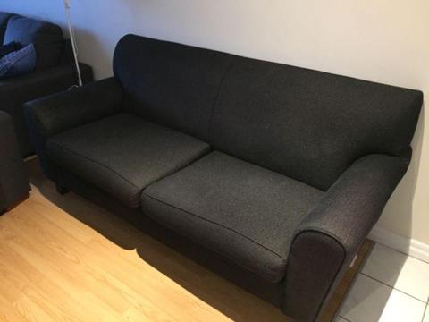 Sofa 3 seater size in charcoal black fabric