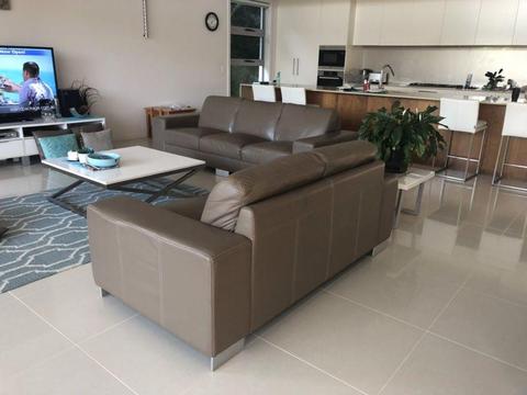 Modern Leather Lounges - 1x 3 Seater, 1x 2 Seater