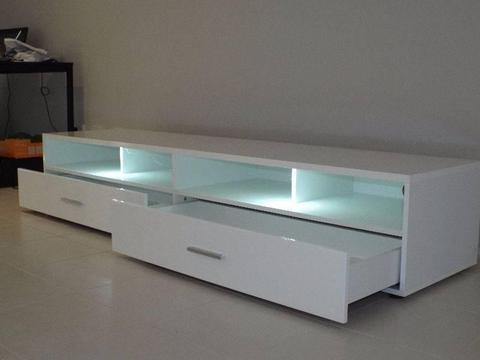 TV Unit - LED - 2 Drawers - White Gloss - Desert