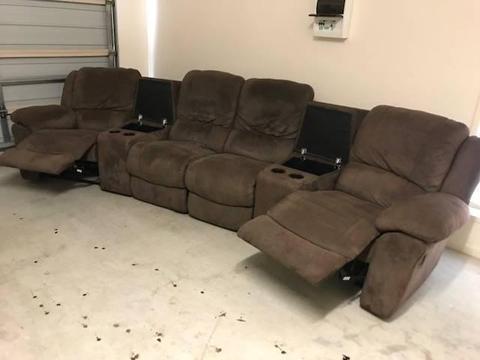 Brown suede cinema lounge sofa couch