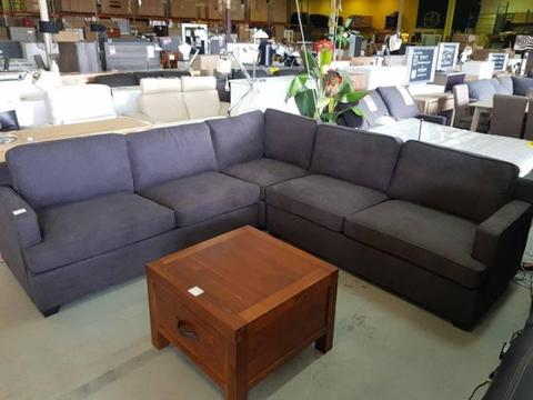 NEW IN BOXES! Fabric corner lounge built in sofabed CHARCOAL/GREY