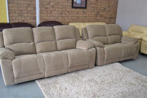 *Brand New* Cappuccino Fabric Recliner Lounge Suite