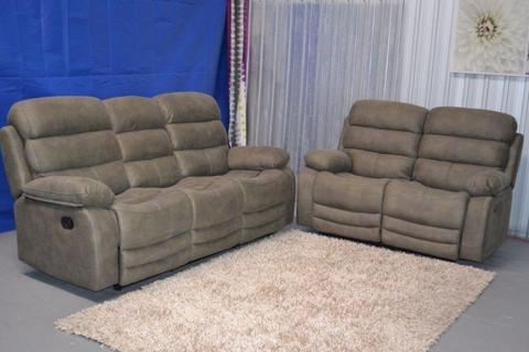 Warranty*Free Delivery*Olive Fabric 3 2 Recliner Lounge