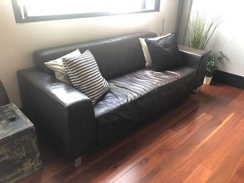 3 Seater Brown Leather Sofa for Sale - Freedom Furniture