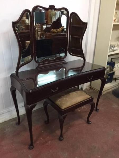 E35015 Vintage French Style Mahogany Dressing Table Mirror Desk