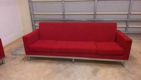 Custom 4 Seater 2.4m Red Couches, Commercial fabric & welding