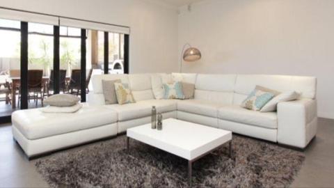 AS NEW Natuzzi Nicolaus Modular White Leather Sofa