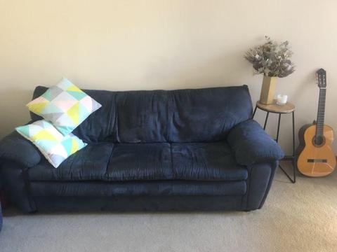 3 seater + 2 seater navy blue couch sofa