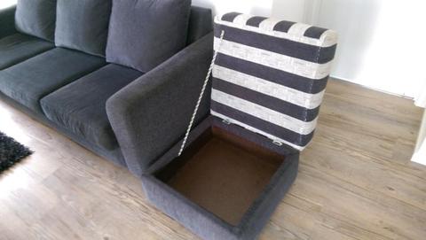 3 Seater grey fabric comfortable sofa in beautiful condition