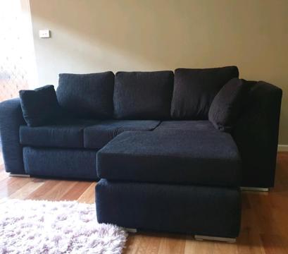Navy Blue 3 seater w/ L shape reversible chase couch sofa