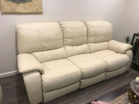 Harvey Norman Cream Leather Recliners in Perfect Condition