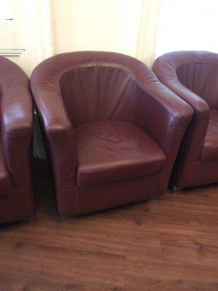Leather tub chairs