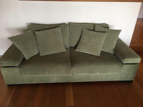 Green Fabric Lounge x 2 plus Ottoman x 1