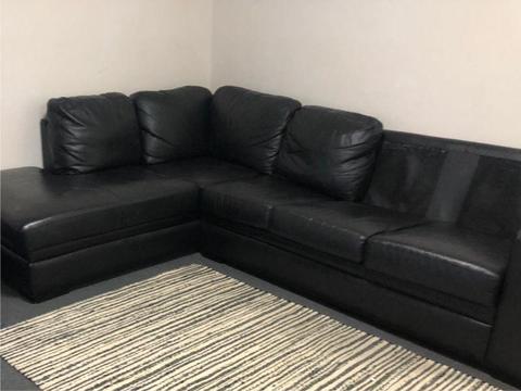 Black Leather Sofa Bed with Chaise