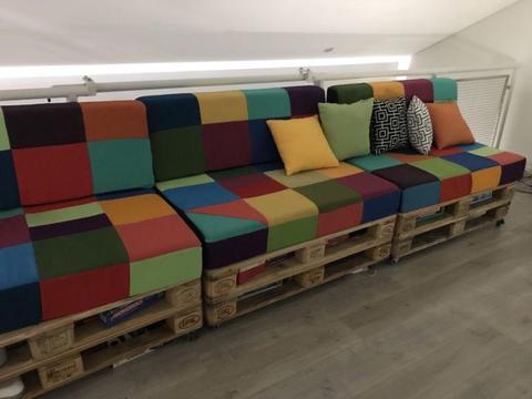 Custom made sofa cushions. Pallets not included