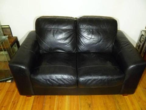 Leather 2 seater Sofa. Black