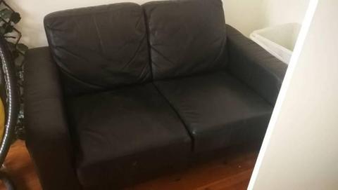 Black Leather Two Seater Couch