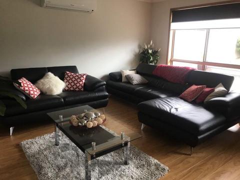 Genuine leather couch and coffee table