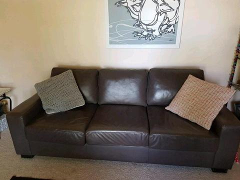 Leather sofas .. chocolate brown 3 seater & 2 seater