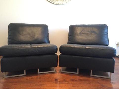 Black Leather Lounge Set