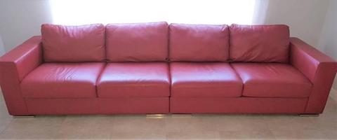 Leather Sofa Red 4 Seat