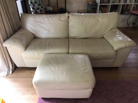 White leather lounge sofa